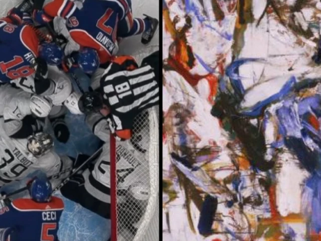 Chaotic Oilers net-front scrum in Game 2 looks a lot like a classic painting
