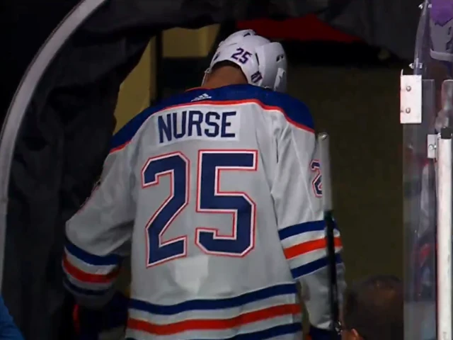 Nurse injured: Oilers defenceman watches most of Game 2 from bench