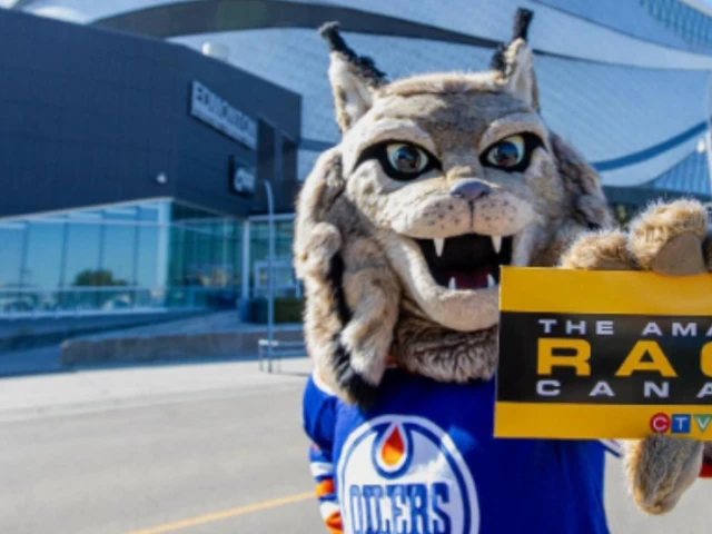 Oilers mascot Hunter makes surprise appearance on The Amazing Race