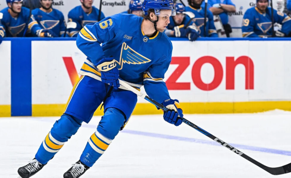 Blues' Broberg out 4-6 weeks with apparent leg injury