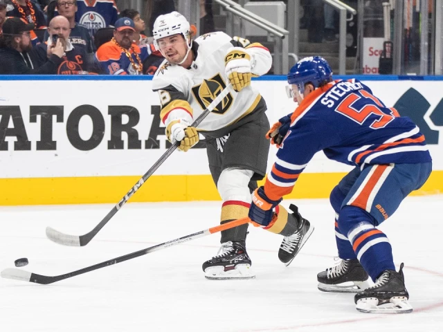 Oilers defenceman Troy Stecher exits vs. Golden Knights