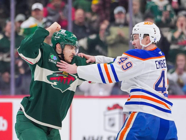 Oilers defenceman Ty Emberson is announcing his presence with authority