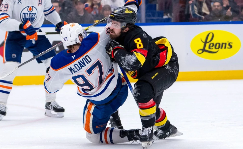 Oilers’ Connor McDavid suspended three games for cross-checking Canucks’ Conor Garland