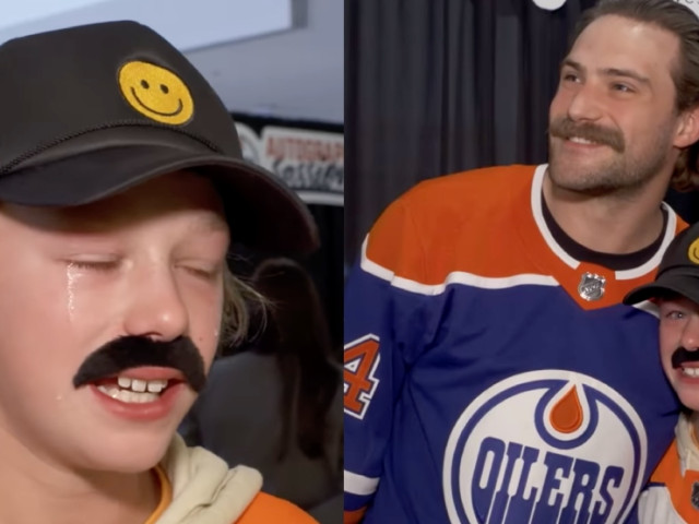 Young Oilers fan moved to tears meeting moustachioed hero Skinner