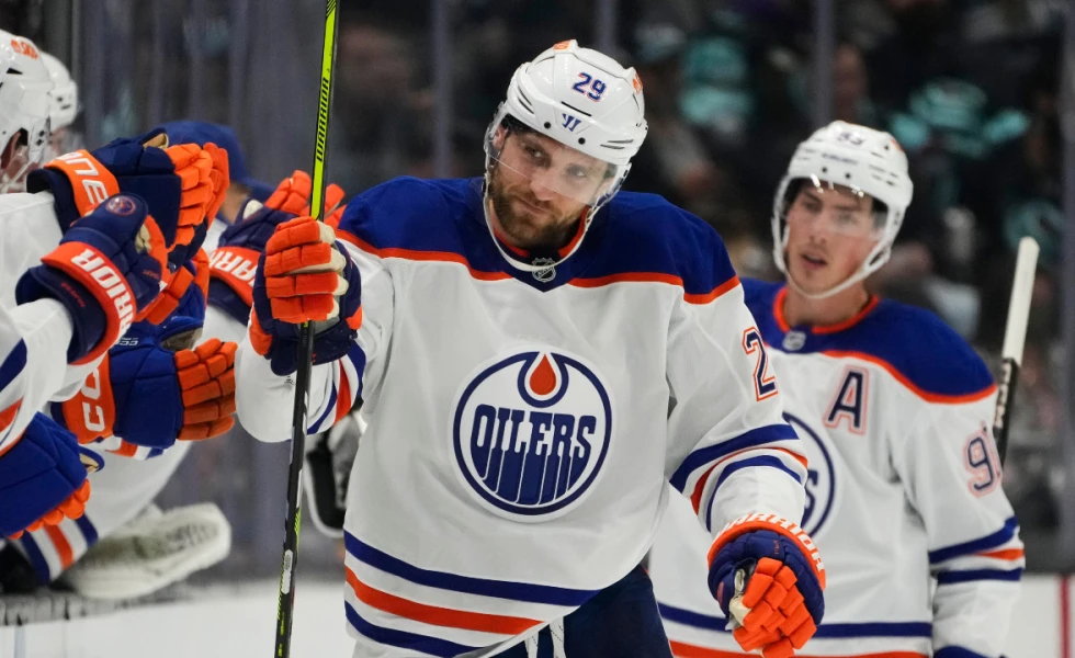 Oilers’ Leon Draisaitl scores milestone 50th goal of season vs. Flames