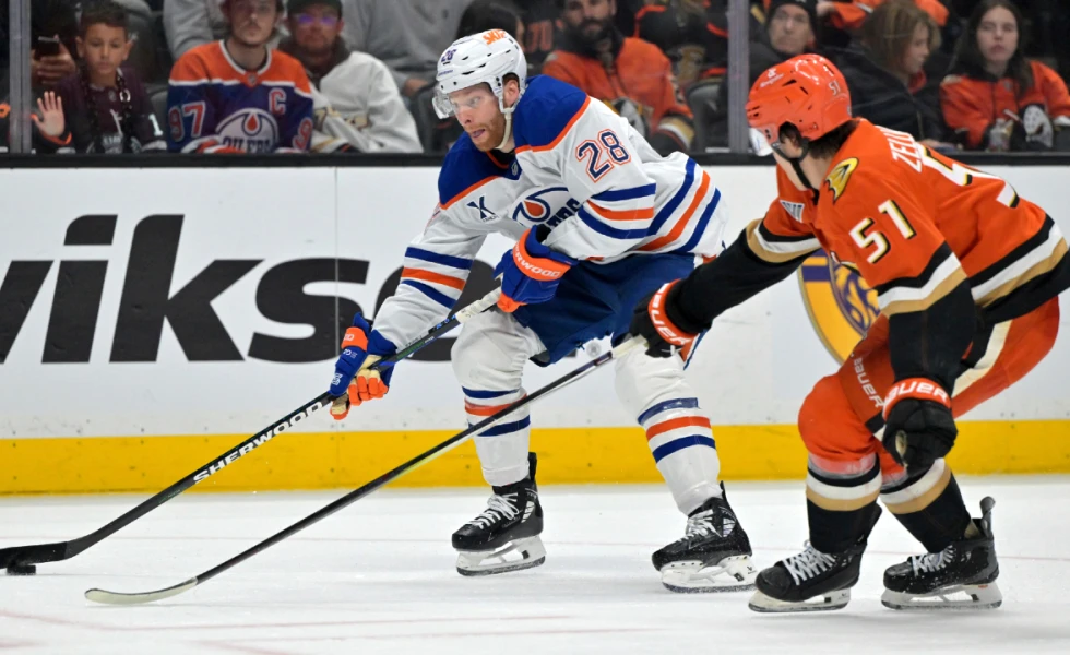Cutter Gauthier scores two goals to lead Ducks past short-handed Oilers