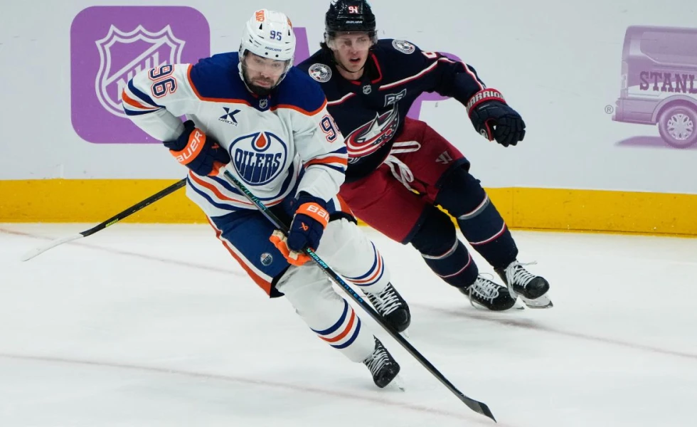 Olivier scores two goals to help lift Blue Jackets past Oilers