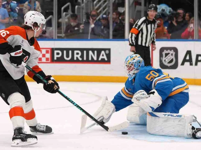 Zegras has 2 goals and assist, gets winner in shootout as Flyers beat Blues
