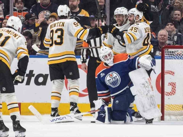 Oilers undone by Pastrnak’s three-point effort in loss to Bruins
