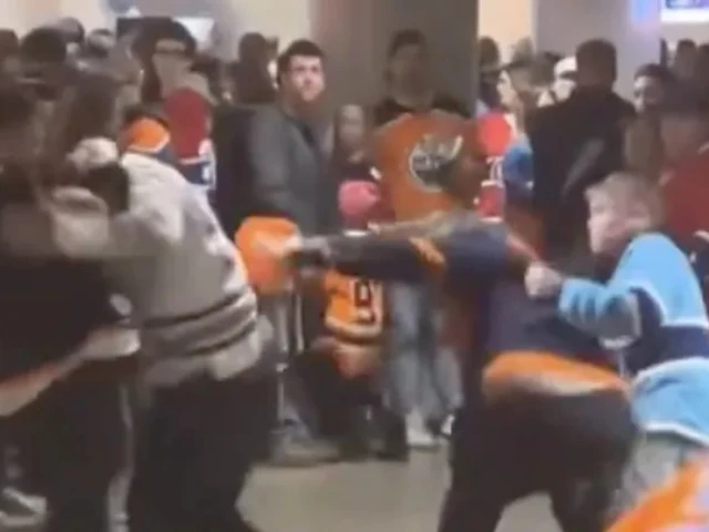 Multiple fights break out in concourse moments after Oilers win